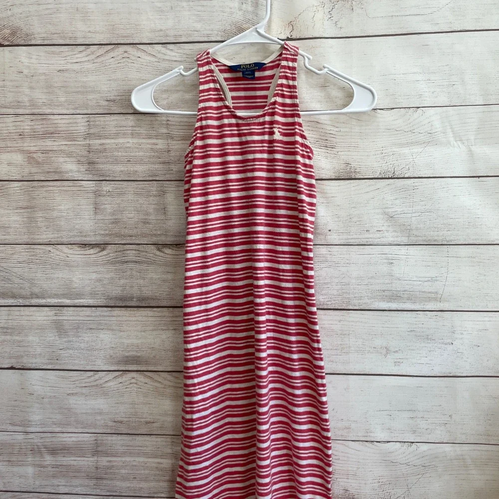 POLO RALPH‎ LAUREN SOFT KNIT MAXI DRESS IN RED AND WHITE STRIPES